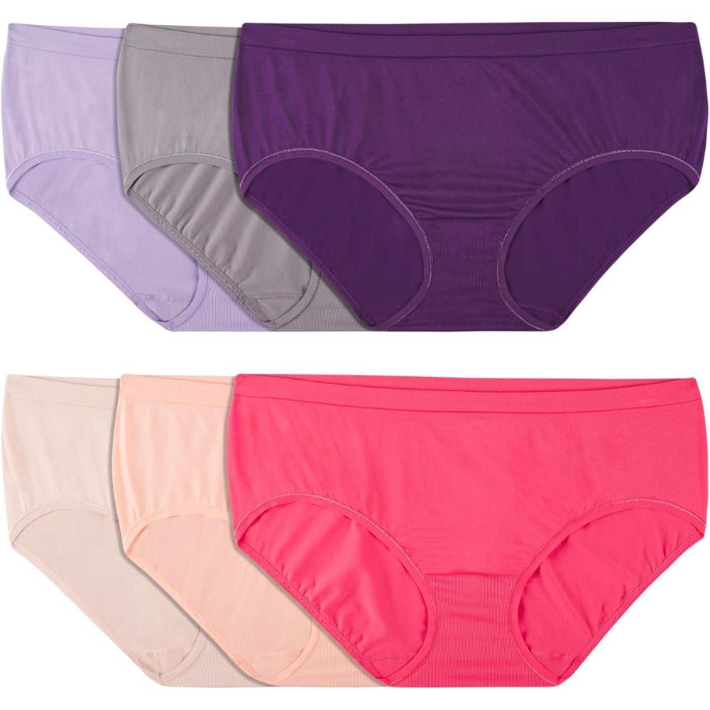 imageFruit of the Loom Womens No Show Seamless Underwear Amazing Stretch ampamp No Panty Lines Available in Plus SizeLow Rise Brief  6 Pack  Colors May Vary