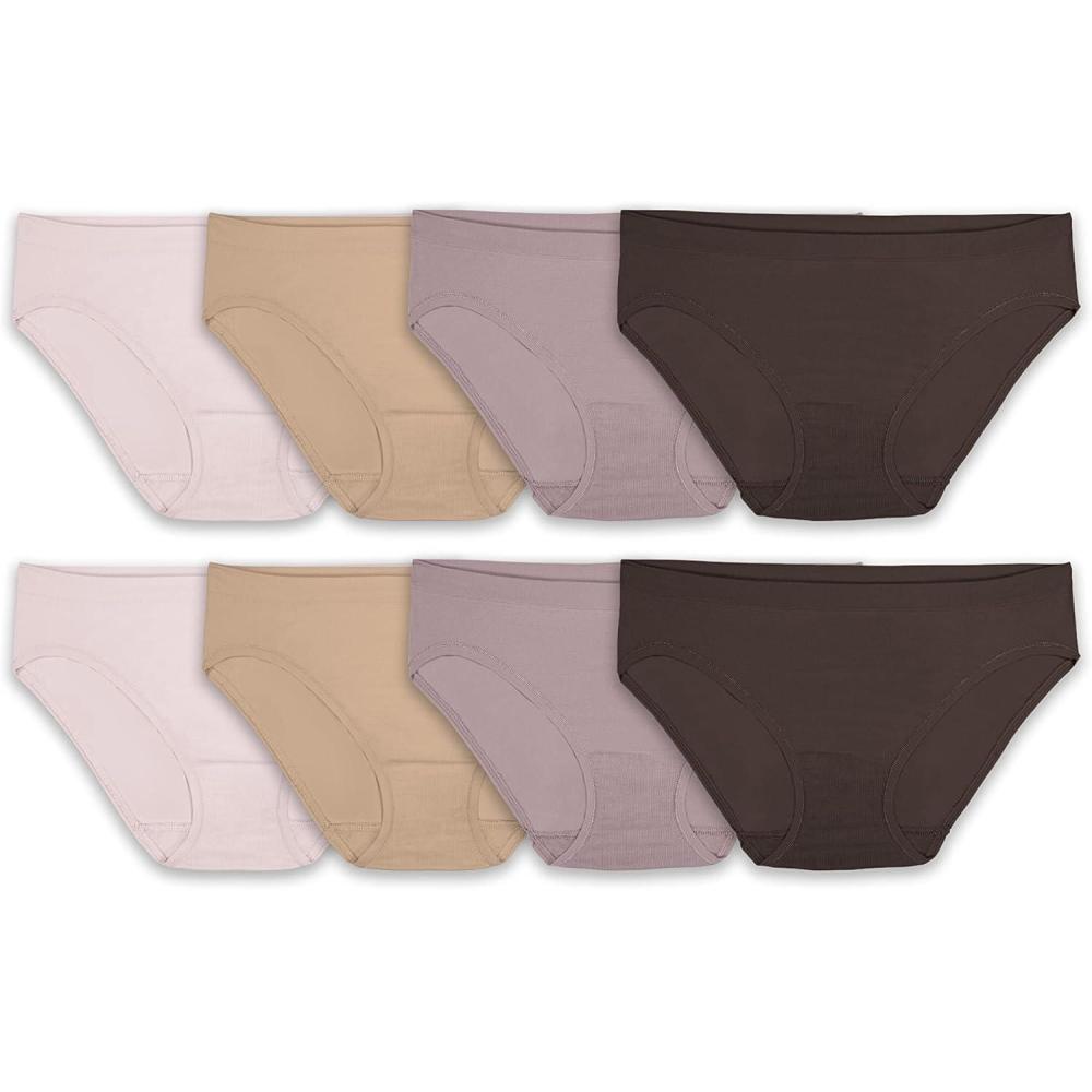 imageFruit of the Loom Womens Seamless 360 Stretch Bikini Panty Assorted 8 PackBikini  8 Pack  Assorted Neutrals