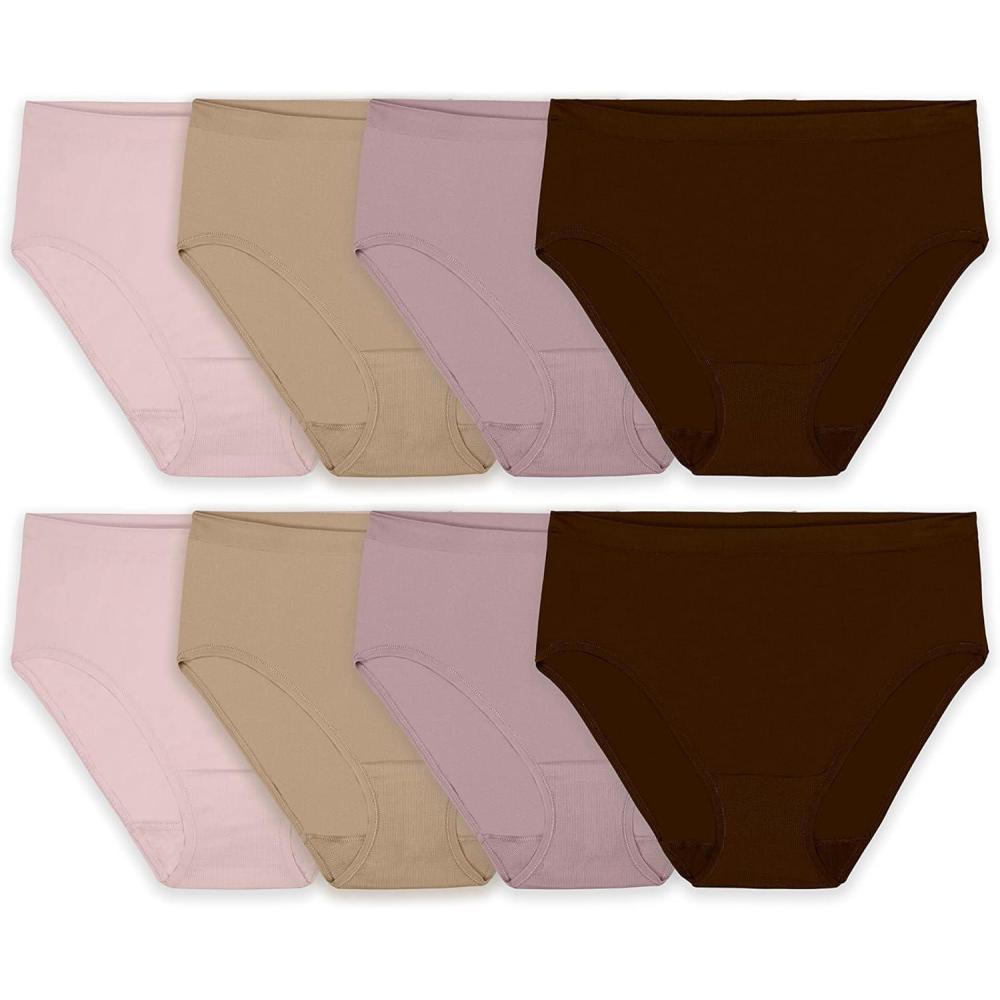 imageFruit of the Loom Womens Seamless Hicut Panty Assorted 8 PackHi Cut Brief  8 Pack  Assorted Neutrals