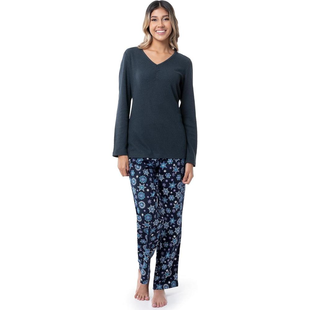 imageFruit of the Loom Womens Waffle VNeck TopMidnight BlueStarflake