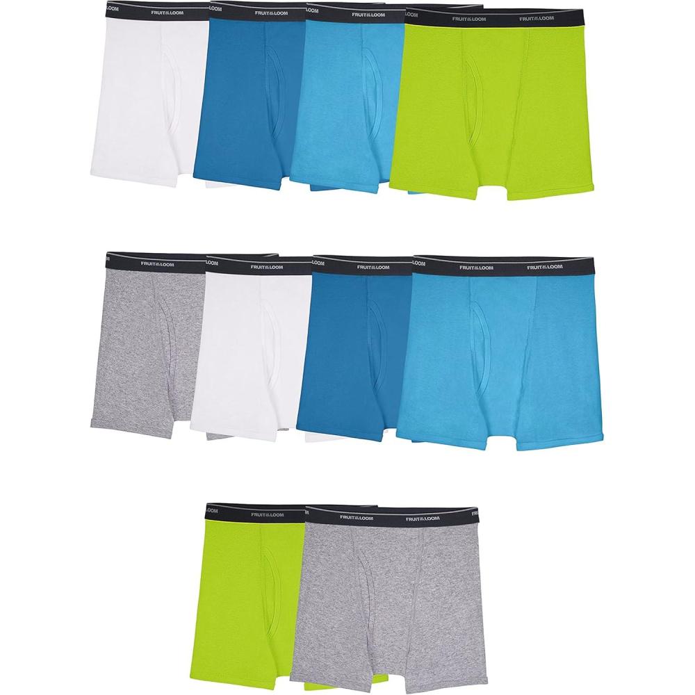 imageFruit of the Loom boys And Toddler Boxer Briefs Tag Free ampamp Breathable Underwear Assorted Color Multipacks10 Pack Assorted Colors
