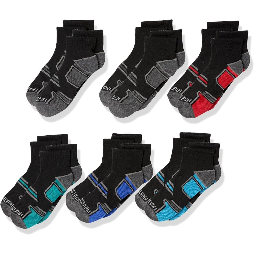 imageFruit of the Loom boys Everyday Active Ankle Socks 12 PackBlack