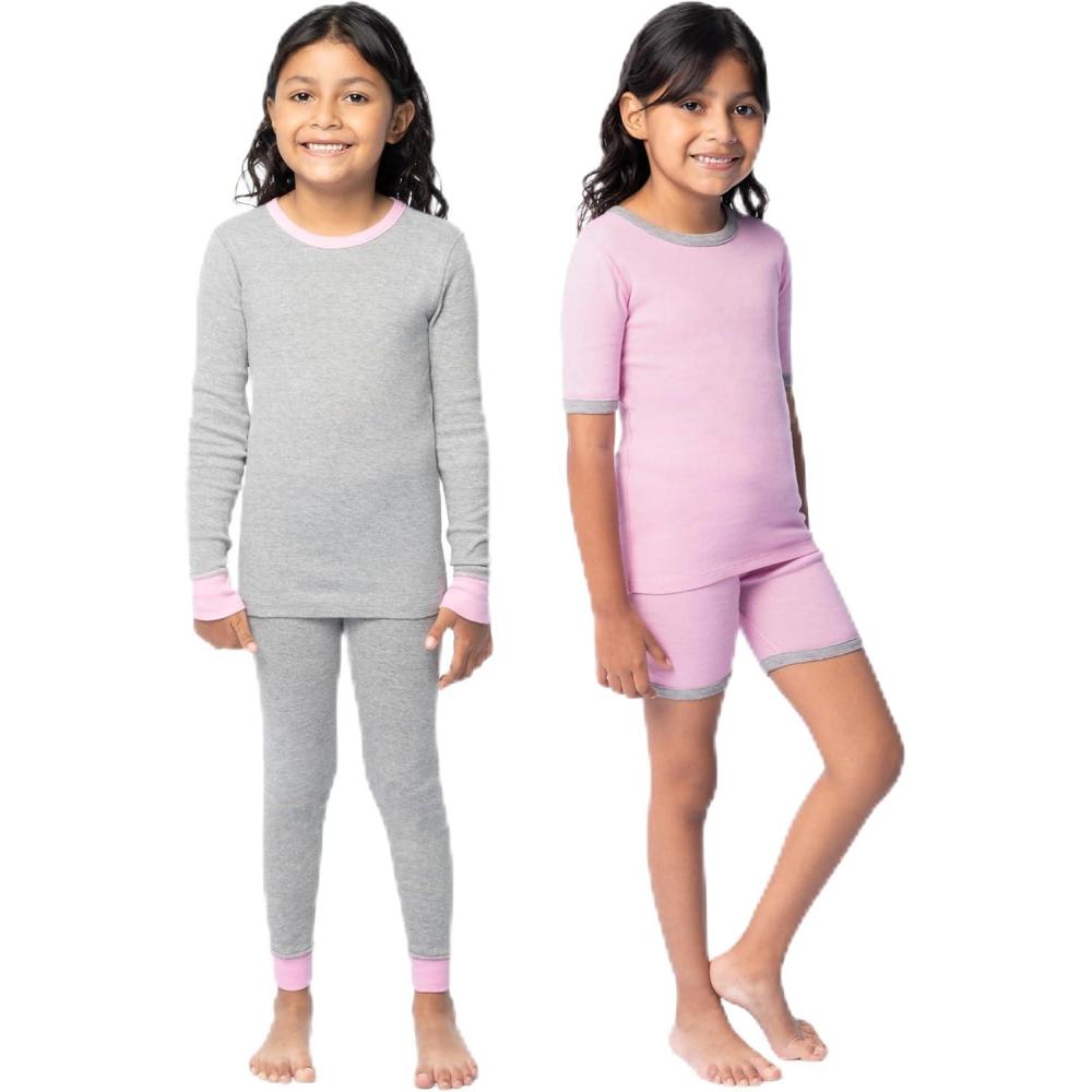 imageFruit of the Loom girls 4piece Tight Fit Pajama SetGrey Heather Light