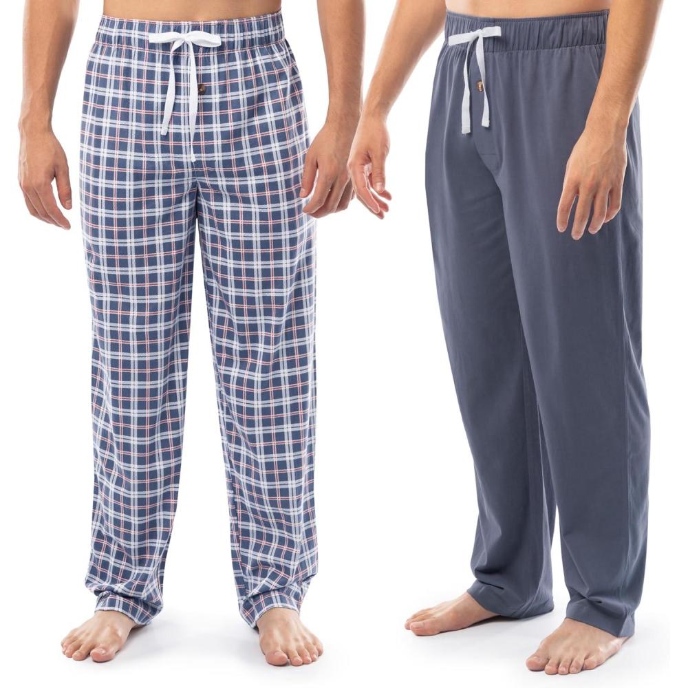 imageFruit of the Loom mens 2pack Sueded Jersey Knit Sleep Pajama PantGreyGrey Plaid