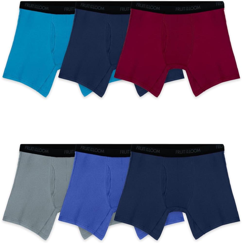 imageFruit of the Loom mens 4way Stretch Boxer Briefs  Lightweight ampamp Moisture Wicking Underwear  Long Leg Regular Leg ampamp TrunkRegular Leg  Cotton Stretch  Colors May Vary