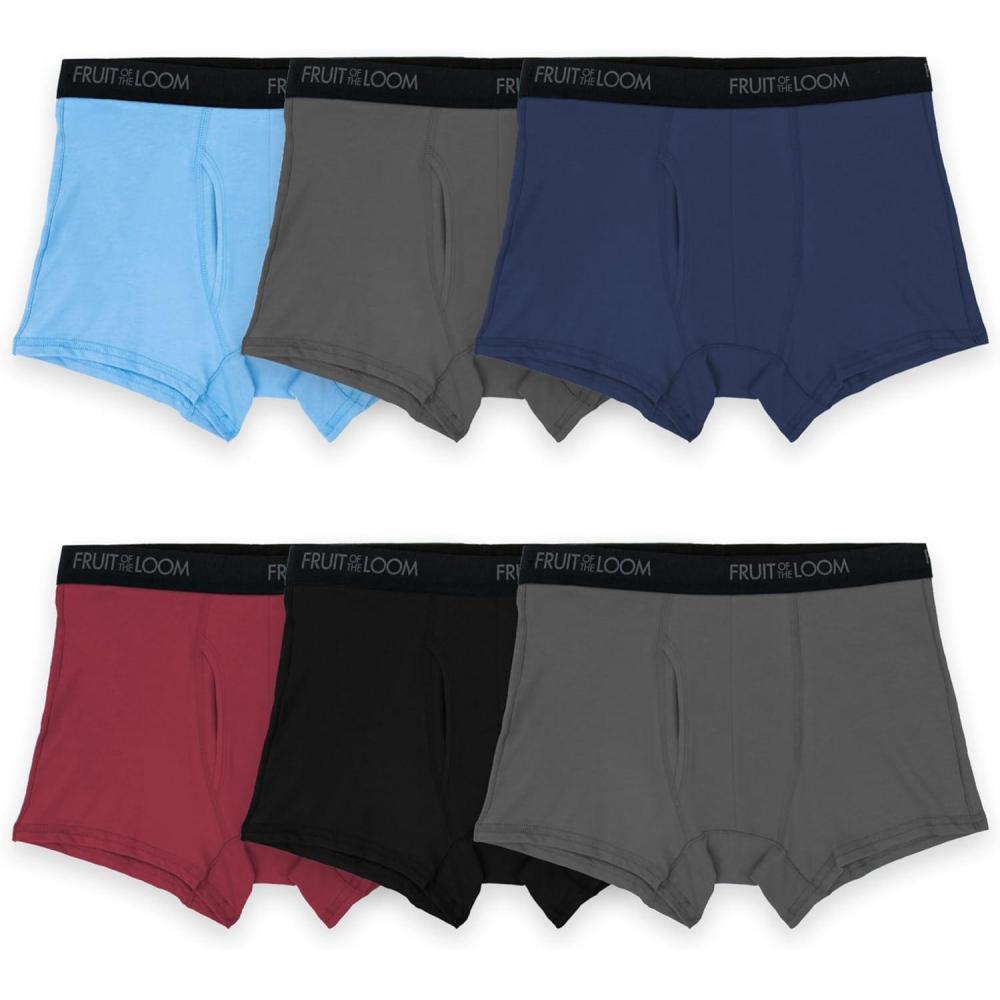 imageFruit of the Loom mens 4way Stretch Boxer Briefs  Lightweight ampamp Moisture Wicking Underwear  Long Leg Regular Leg ampamp TrunkTrunk  Cotton Stretch  Colors May Vary