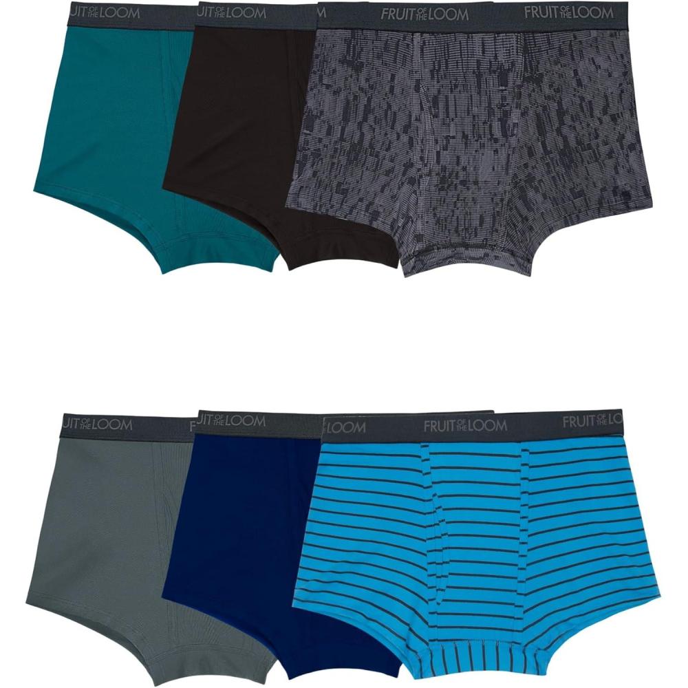 imageFruit of the Loom mens 4way Stretch Boxer Briefs  Lightweight ampamp Moisture Wicking Underwear  Long Leg Regular Leg ampamp TrunkTrunk  Micro Stretch  Colors May Vary