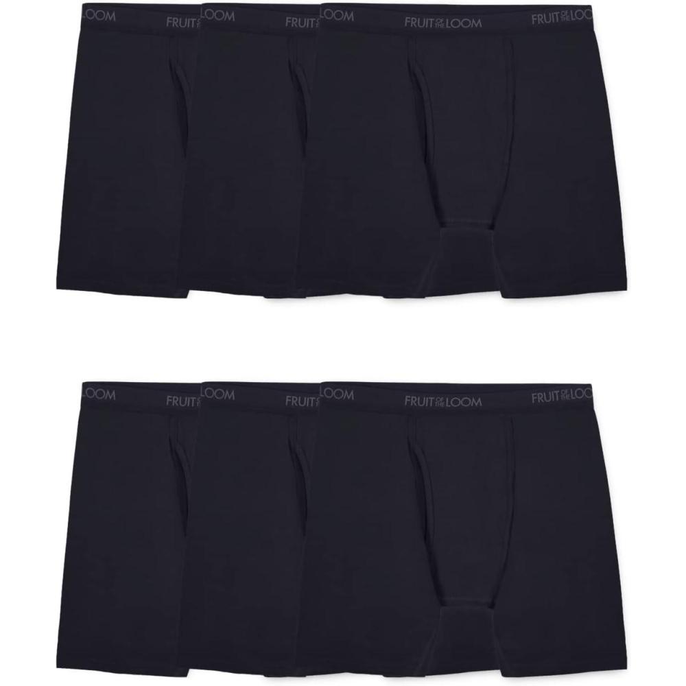 imageFruit of the Loom mens Big and Tall Tagfree Underwear DiscontinuedBig Man  Cotton Stretch Boxer Brief  6 Pack Black