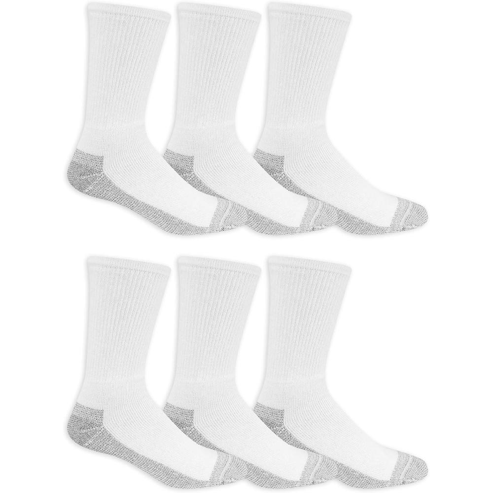 imageFruit of the Loom mens Cotton Work Gear Crew Socks Cushioned Wicking Durable 6 PackWhite