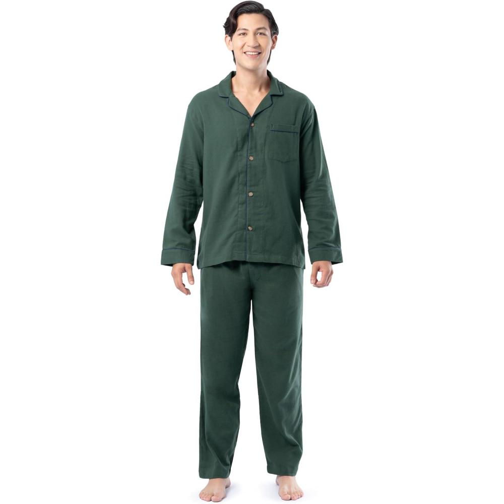 imageFruit of the Loom mens Flannel Pajama Sleep SetGreen