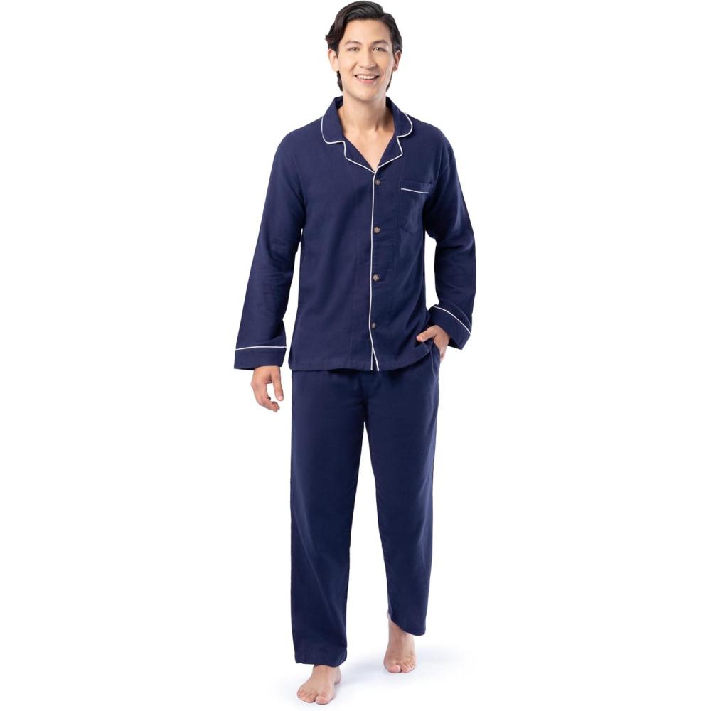imageFruit of the Loom mens Flannel Pajama Sleep SetNavy