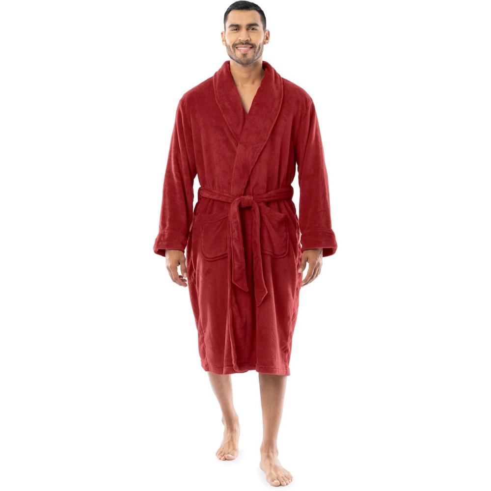 imageFruit of the Loom mens Solid Plush Fleece RobeRed