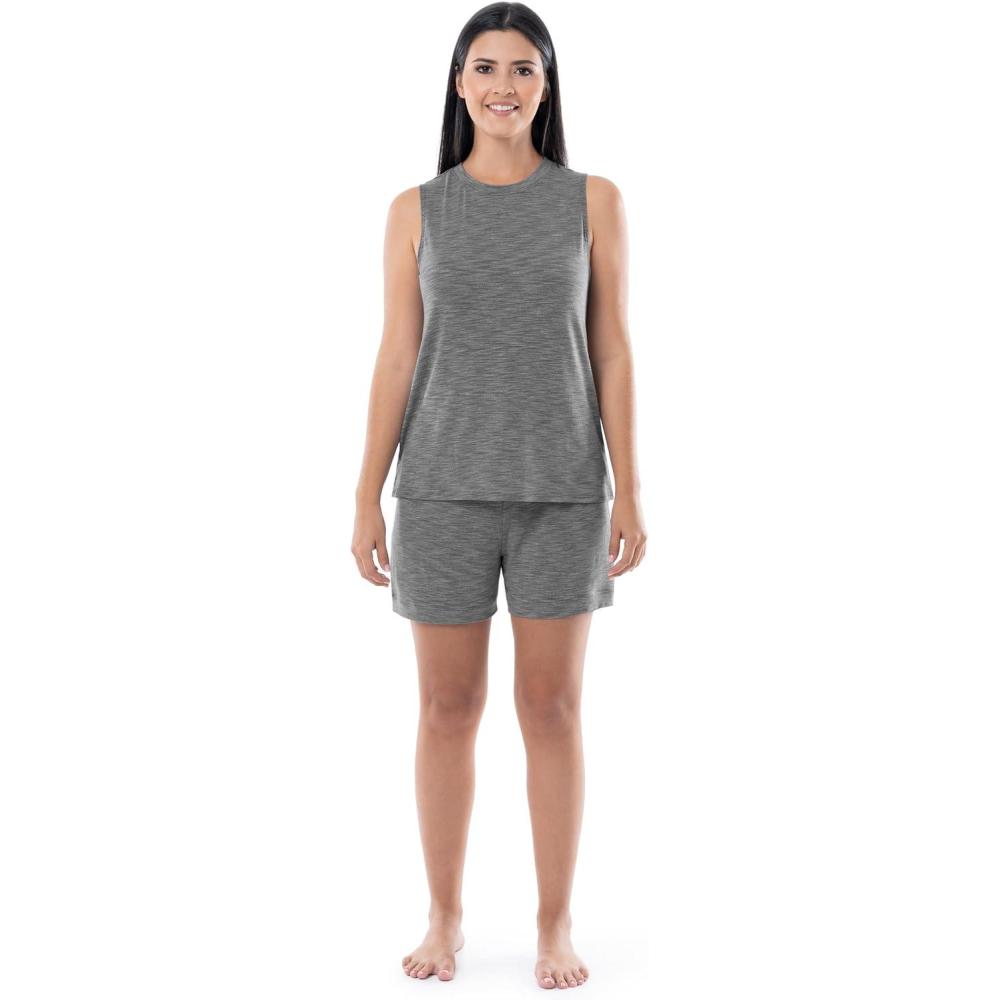 imageFruit of the Loom womens Breathable Tank Top and Short 2 Piece Sleep SetHeather Grey