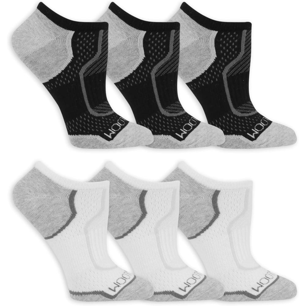 imageFruit of the Loom womens Coolzone Cotton No Show Socks 6 PackBlackWhite Assortment