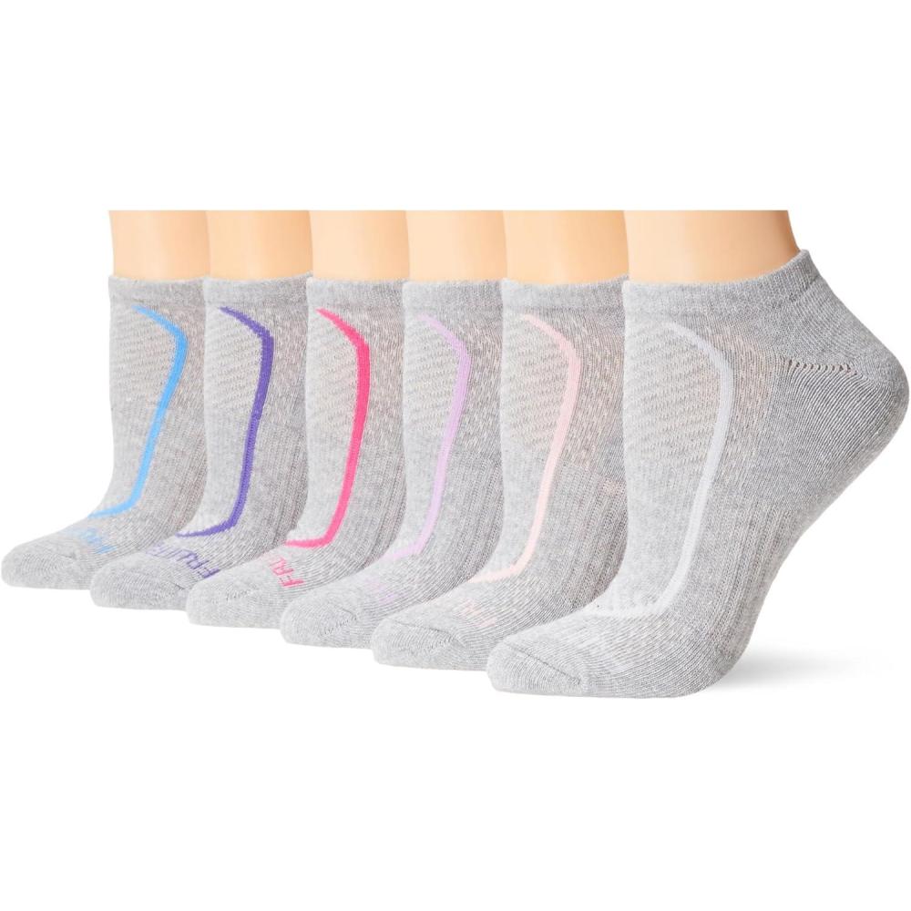 imageFruit of the Loom womens Coolzone Cotton No Show Socks 6 PackGrey Assortment