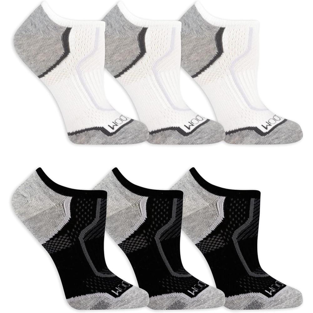 imageFruit of the Loom womens Coolzone Cotton No Show Socks 6 PackWhiteBlack Assortment