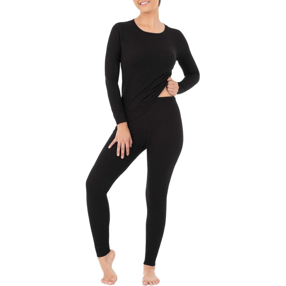 imageFruit of the Loom womens Micro Waffle Premium Thermal SetBlack