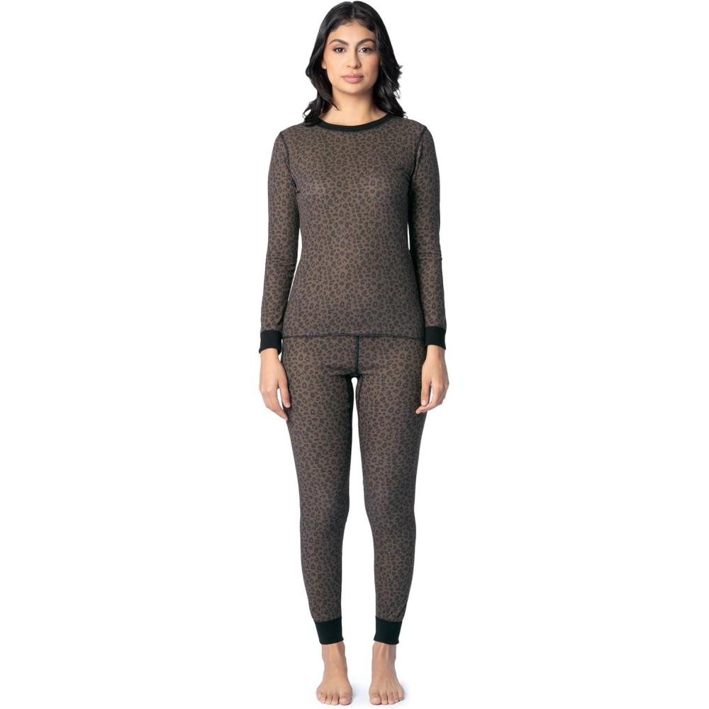 imageFruit of the Loom womens Micro Waffle Premium Thermal SetCheetah Print