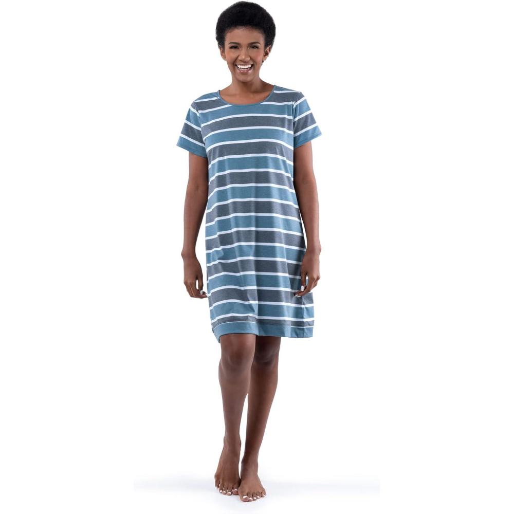 imageFruit of the Loom womens Super Soft and Breathable Sleep ShirtBlue Stripe