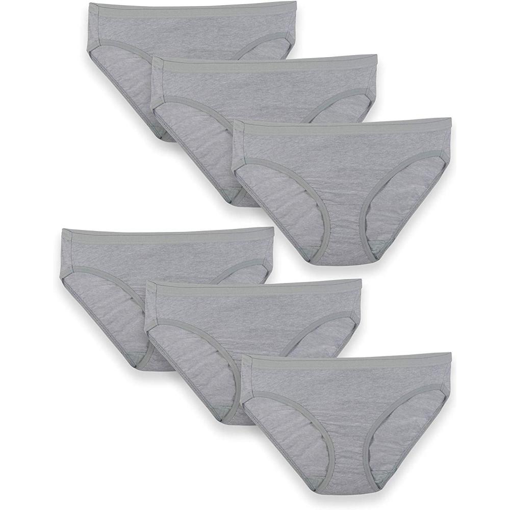 imageFruit of the Loom womens Womens Beyondsoft Underwear Super Soft Designed With Comfort in Mind Available in Plus SizeBikini Cotton Blend 6 Pack Heather Grey