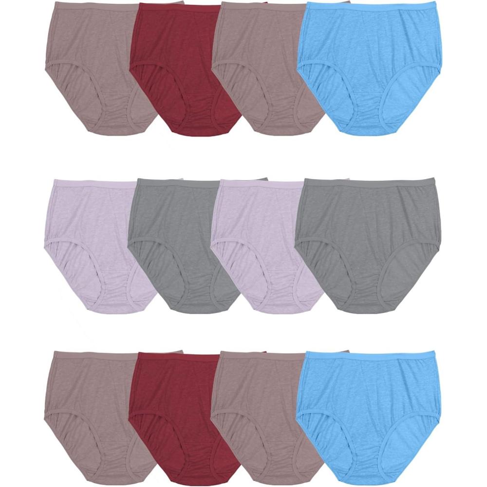 imageFruit of the Loom womens Womens Beyondsoft Underwear Super Soft Designed With Comfort in Mind Available in Plus SizeBrief Cotton Blend 12 Pack Colors May Vary