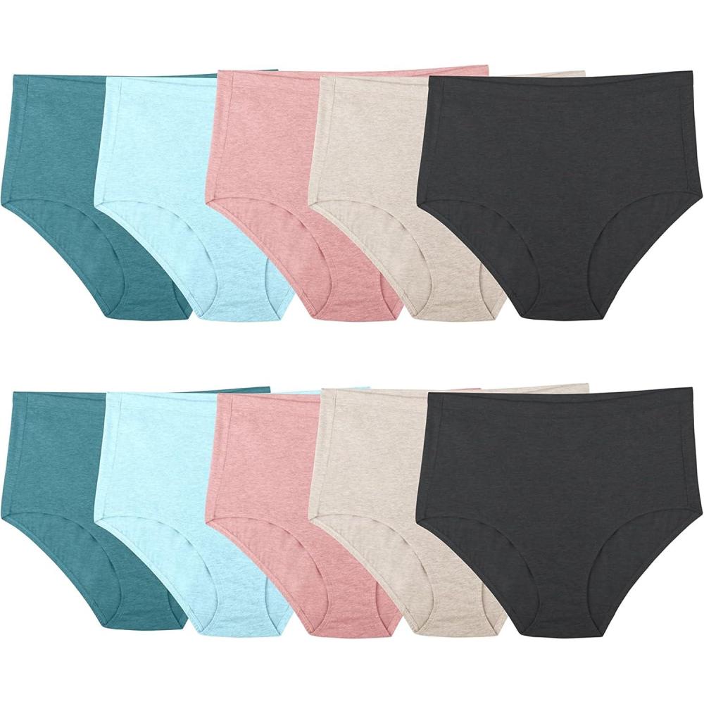 imageFruit of the Loom womens Womens Beyondsoft Underwear Super Soft Designed With Comfort in Mind Available in Plus SizePlus Size Brief Cotton Blend 10 Pack TealPinkBlack