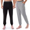 imageFruit of the Loom Mens 360 Stretch 2Pack Jogger Pajama Sleep PantBlackGrey Heather