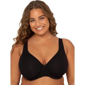 Fit For Me By Fruit of the Loom Women’s Plus Size Cotton Unlined Underwire Bra-Pinch-Free Straps – Side and Back Smoothing(Black Hue)