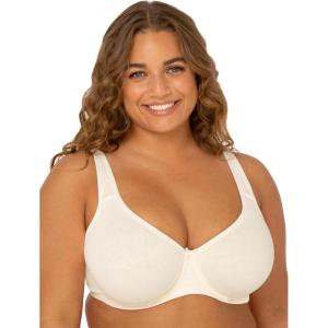 Fit For Me By Fruit of the Loom Women’s Plus Size Cotton Unlined Underwire Bra-Pinch-Free Straps – Side and Back Smoothing(Pristine)