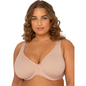 Fit For Me By Fruit of the Loom Women’s Plus Size Cotton Unlined Underwire Bra-Pinch-Free Straps – Side and Back Smoothing(Sand)