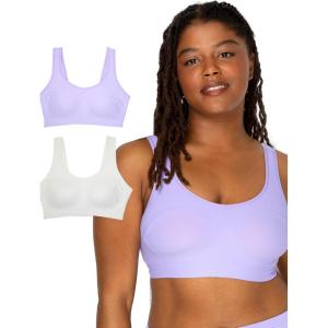Fruit of The Loom Women’s 2-Pack Full Coverage Wireless Bra w/ Built In Pads – All Day Comfort(Lilac Whisper/White)