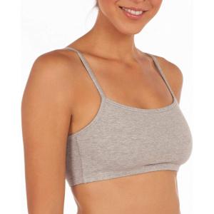 Fruit of The Loom Womens Spaghetti Strap Cotton Pullover Sports Bra Value Pack(White/Heather Gray/Black/White/Heather Gray/Black 6-pack)