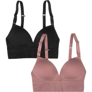 Fruit of the Loom: A Fresh Collection Confidence Booster 2 Pack Women’s Seamless Push Up Bras for Lifted Comfort(Premium Plum/Black Hue)