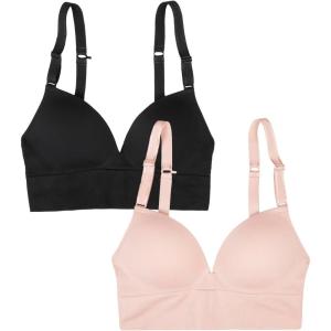 Fruit of the Loom: A Fresh Collection Confidence Booster 2 Pack Women’s Seamless Push Up Bras for Lifted Comfort(Rose Shadow/Black Hue)