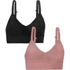 Fruit of the Loom A Fresh Collection So Comfy 2-Pack Women’s Seamless Bralettes – Your New Everyday Essential(Premium Plum/Black Hue)