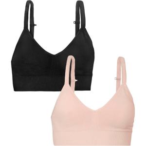 Fruit of the Loom A Fresh Collection So Comfy 2-Pack Women’s Seamless Bralettes – Your New Everyday Essential(Rose Shadow/Black Hue)