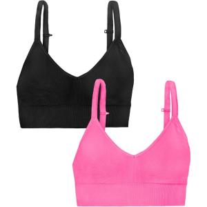 Fruit of the Loom A Fresh Collection So Comfy 2-Pack Women’s Seamless Bralettes – Your New Everyday Essential(Sugar Plum/Black Hue)