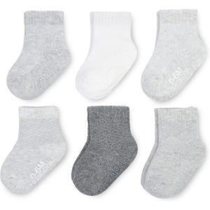 Fruit of the Loom All Weather Baby & Toddler Socks – Cotton Crew Socks with Grips for Boys, Girls and Unisex(Grey)