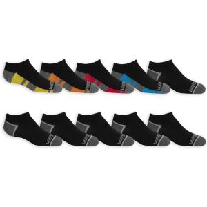 Fruit of the Loom Boys’ 10-Pair Flat Knit No Show Socks(Black)