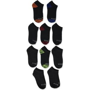 Fruit of the Loom Boys’ 10-Pair Flat Knit No Show Socks(Black Assort)