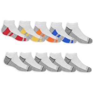 Fruit of the Loom Boys’ 10-Pair Flat Knit No Show Socks(White)