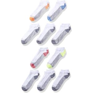 Fruit of the Loom Boys’ 10-Pair Flat Knit No Show Socks(White Assort)