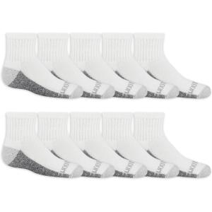 Fruit of the Loom Boys’ Dual Defense Ankle Socks (10 Pack)(White)