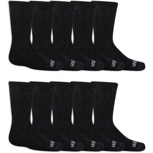 Fruit of the Loom Boys’ Dual Defense Crew Socks (10 Pack)(Black)