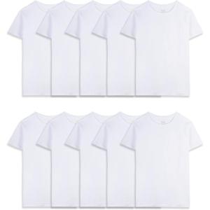 Fruit of the Loom Boys’ Eversoft Cotton Undershirts, T Shirts & Tank Tops(T Shirt – Boys – 10 Pack – White)