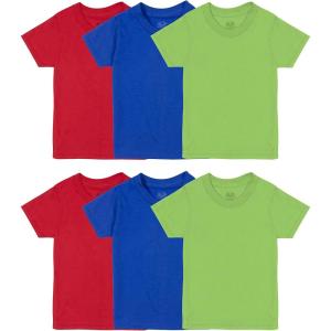 Fruit of the Loom Boys’ Eversoft Cotton Undershirts, T Shirts & Tank Tops(T Shirt – Toddler – 6 Pack – Blue/Green/Red)