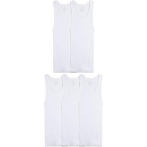 Fruit of the Loom Boys’ Eversoft Cotton Undershirts, T Shirts & Tank Tops(Tank – Boys – 5 Pack – White)