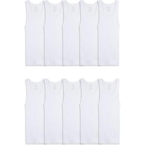 Fruit of the Loom Boys’ Eversoft Cotton Undershirts, T Shirts & Tank Tops(Tank – Toddler – 10 Pack – White)