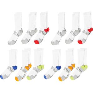 Fruit of the Loom Boys’ Everyday Active Crew Socks (12 Pack)(White)