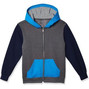Fruit of the Loom Boys’ Explorer Fleece Collection(Full Zip – Charcoal Heather/Navy)